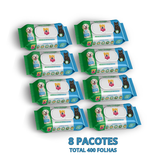 Toalha Lenço Umedecido Para Caes E Gatos Pet 8 Pacotes C/ 50