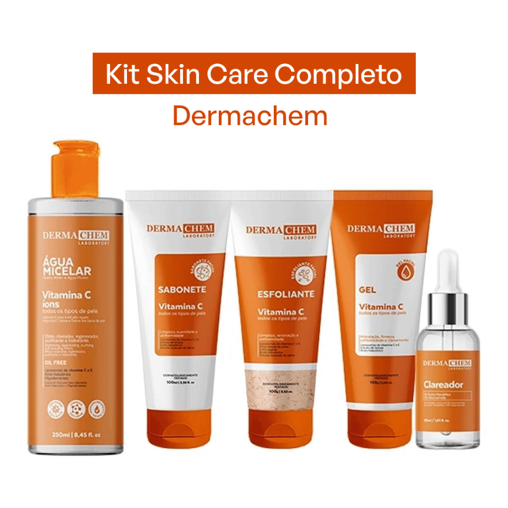 Kit Skin Care Completo Clareador Facial Vitamina C Dermachem para Manchas, Melasma e Anti-idade em Oferta na Shopee