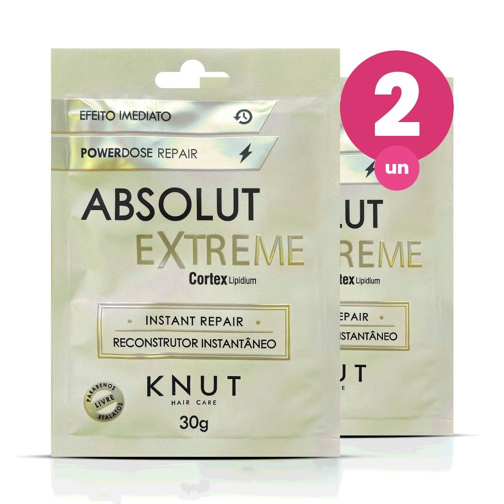 Kit 2 Sache Extreme Powerdose Knut Absolut 30g Reconstrução Capilar em Oferta na Shopee