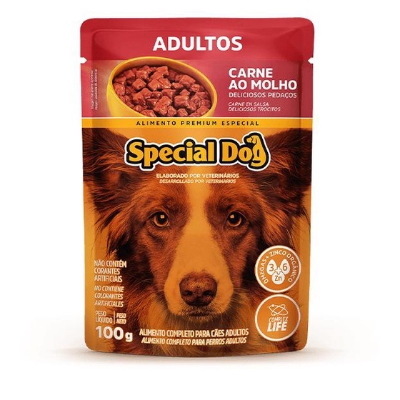 Detalhes do Racao Special Dog Sache Caes Adultos Carne 100g