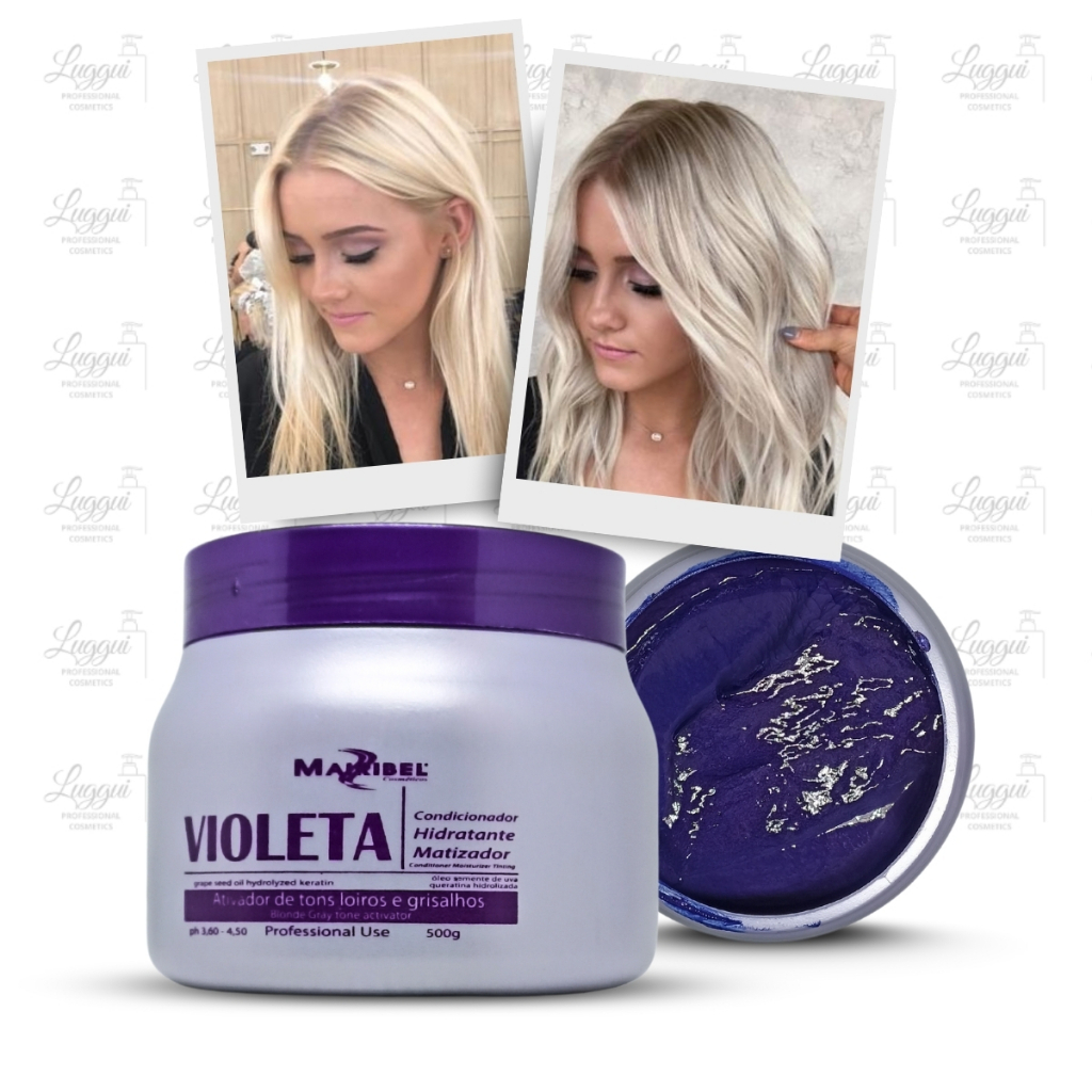 Máscara Matizadora Violeta Mairibel - Elimina o Amarelado de Cabelos Loiros, Grisalhos e Platinados
