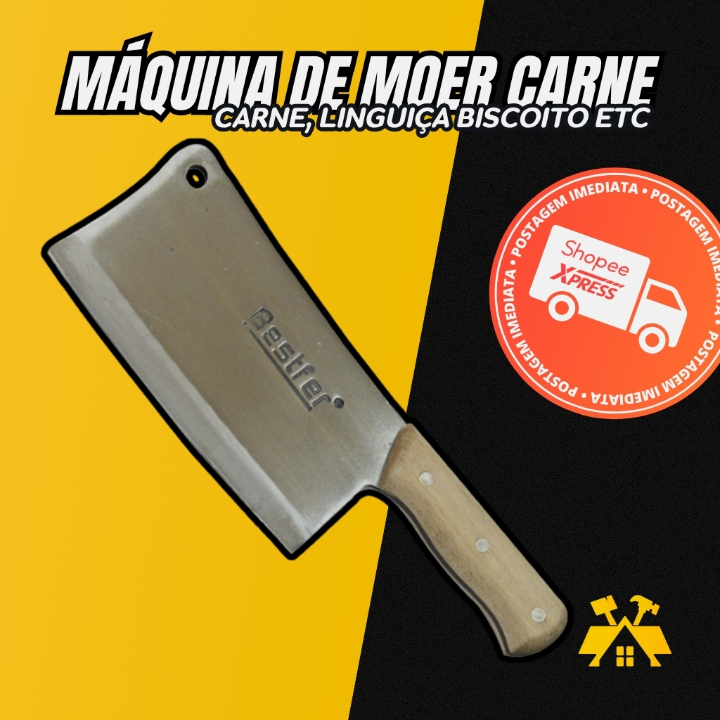 Cutelo Profissional 7" Aço Manganes Tipo Artesanal 30cm com Cabo Madeira Full Tang Bestfer
