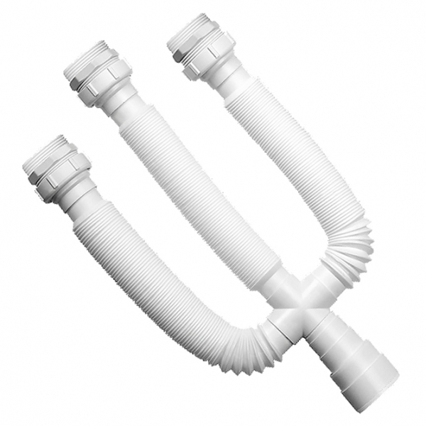Sifão Triplo Tubo Extensivo PVC Sanfonado Universal Para Cuba Pia Tripla Duda