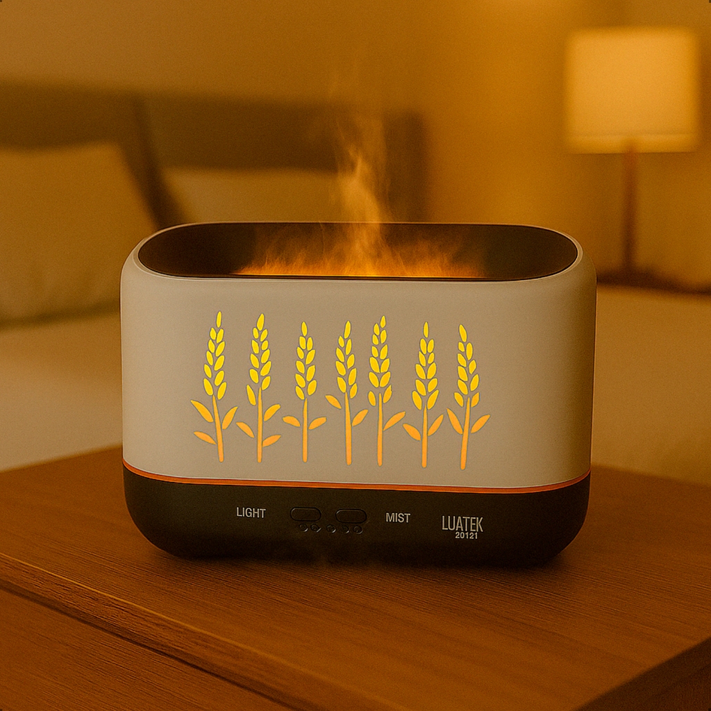 Umidificador Difusor Efeito Chamas Aromatizador de Aroma Ambiente Cores 200ml Kit