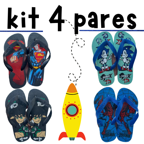 Kit 4 Pares de Chinelo Infantil Masculino Menino Envio Imediato em Oferta na Shopee