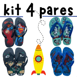 Kit 4 Pares de Chinelo Infantil Masculino Menino Envio Imediato em Oferta na Shopee