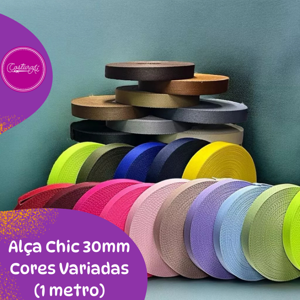 Alça Chic 30mm / 3cm para Bolsas Cores Variadas (1 metro)