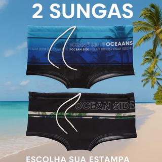 Kit com 2 Sungas Masculinas Estampadas | Moda Praia e Piscina Escolha a Estampa | Frete Grátis