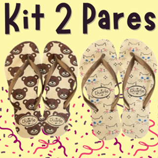 Kit 2 Pares de Chinelo Feminino Estampado Blogueira em Oferta na Shopee