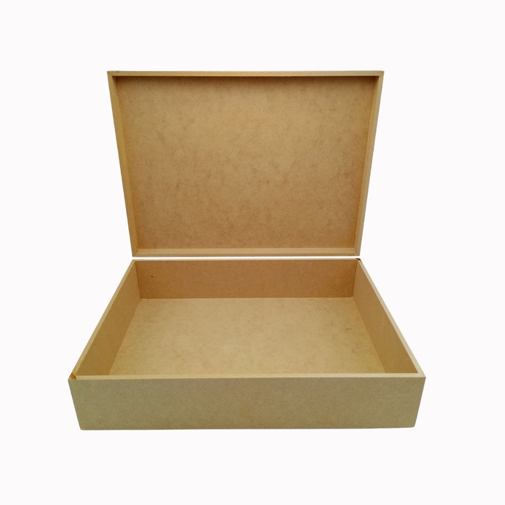 Caixa Mdf Cru 40x30x10 Cm Sem Fecho Com Dobradiças Para Decorar Presente Montagem Cestas