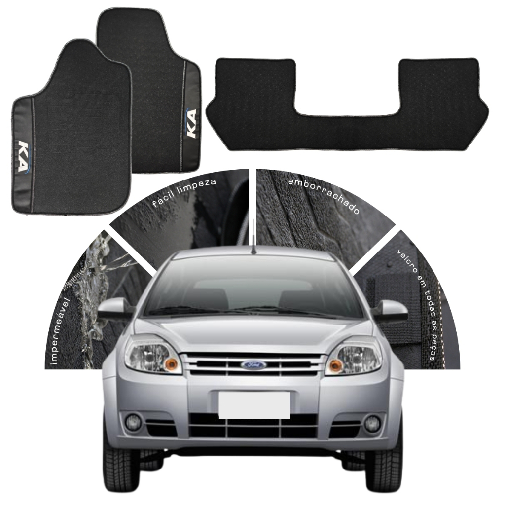 Tapetes Ka 1996 1997 1998 a 2012 2013 03 Pçs Emborrachado - Lindo Linha Premium Impermeável
