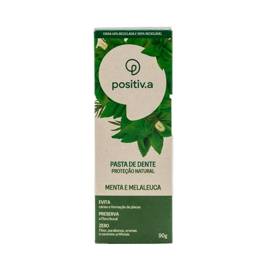 Pasta de Dente Natural 90g Positiv.a Menta Melaleuca Vegana Positiva