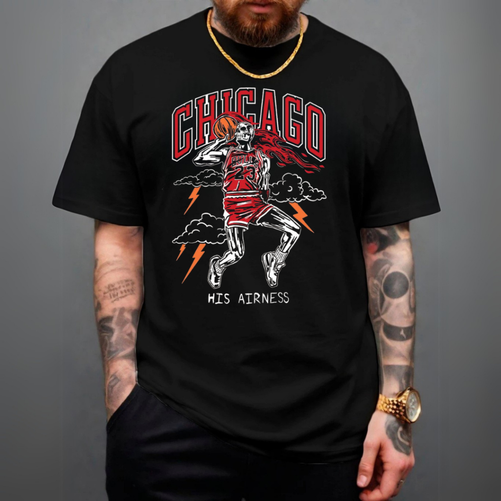 Camiseta Oversized Camisa Chicago NBA Algodão Preta Blusa Basquete Basketball