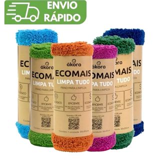 PANO LIMPA TUDO ÁKORA ECOMAIS (CORES SORTIDAS) MICROFIBRA 80% POLIÉSTER - LIMPA SÓ COM ÁGUA em Oferta na Shopee