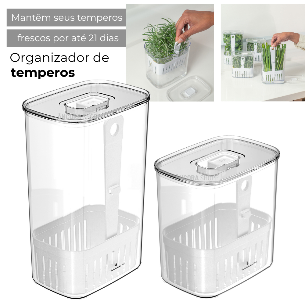 Organizador de Temperos 2,3 / 1,5L Geladeira Clear Fresh Saladas Vegetais Tempero Cesto Escorredor em Oferta na Shopee