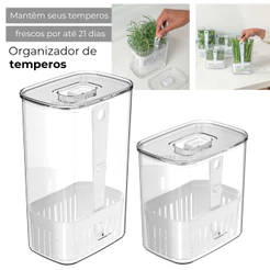 Organizador de Temperos 2,3 / 1,5L Geladeira Clear Fresh Saladas Vegetais Tempero Cesto Escorredor