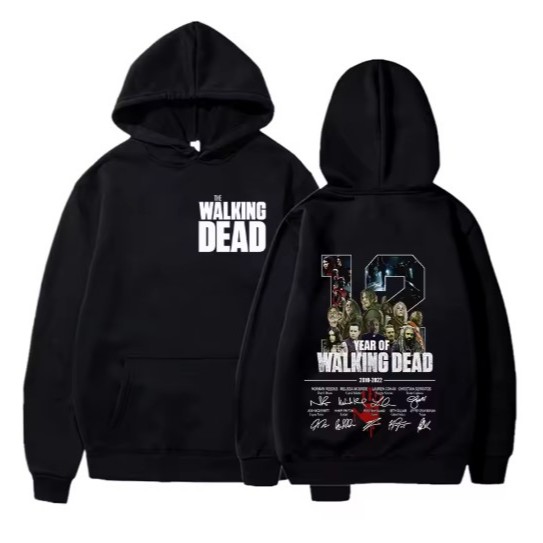 Moletom Canguru Blusa de frio com capuz Algodão Unissex Inverno Casaco The Walking Dead.