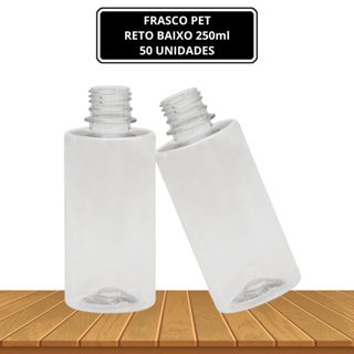 50 UNIDADES - FRASCO PET RETO BAIXO TRANSPARENTE  ( 250ml ) ROSCA 28/410 - em Oferta na Shopee
