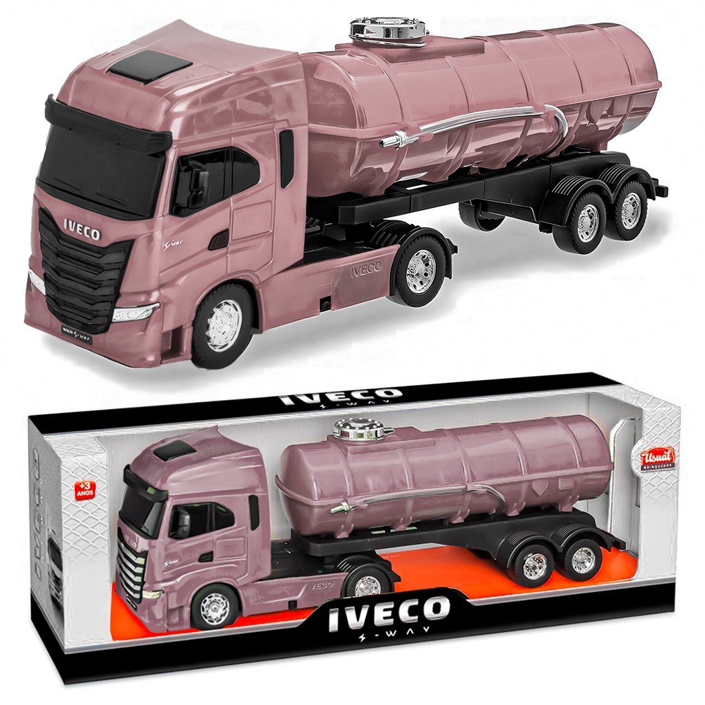 Caminhão Brinquedo Iveco S-Way Toco Com Tanque Escala 1/30 Para Coleção - Usual Brinquedos