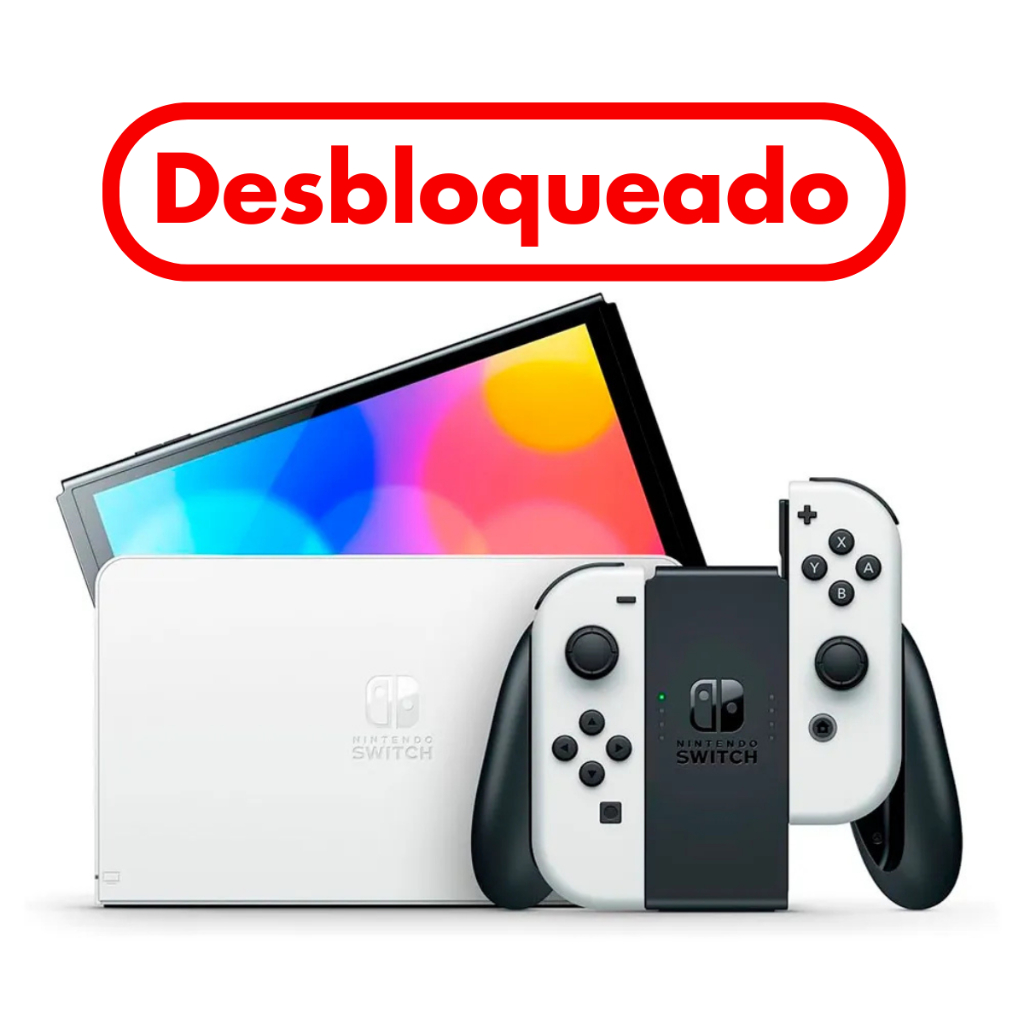 Nintendo Switch OLED Desbloqueado Novo – Branco, Neon e Vermelho