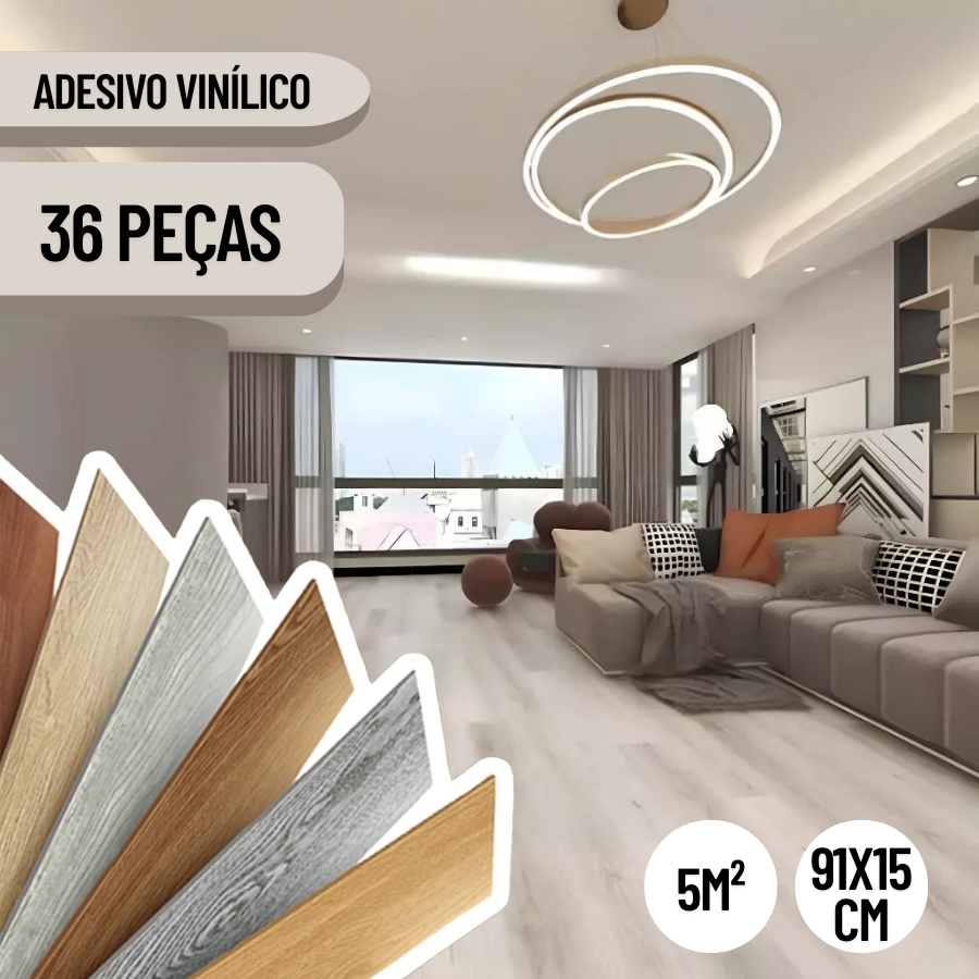 Kit 36 Pecas Adesivo Vinilico Para Piso Estilo Madeira Moderno Com Cola Antiderrapante Lavável em Oferta na Shopee