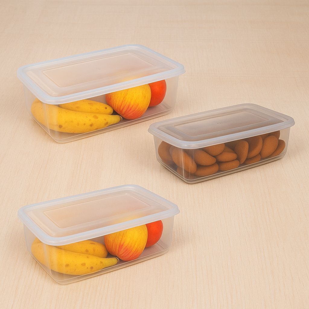 Kit 3 Caixa Retangular Transparente Com Tampa Hermetica 2,8lts 4lts 6,5lts Organização Cozinha