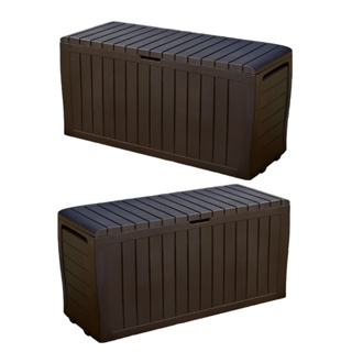 2 Caixas Grandes Organizadoras 270 Litros Baú Com Tampa Armazenamento Multiuso Marvel Keter Marrom em Oferta na Shopee