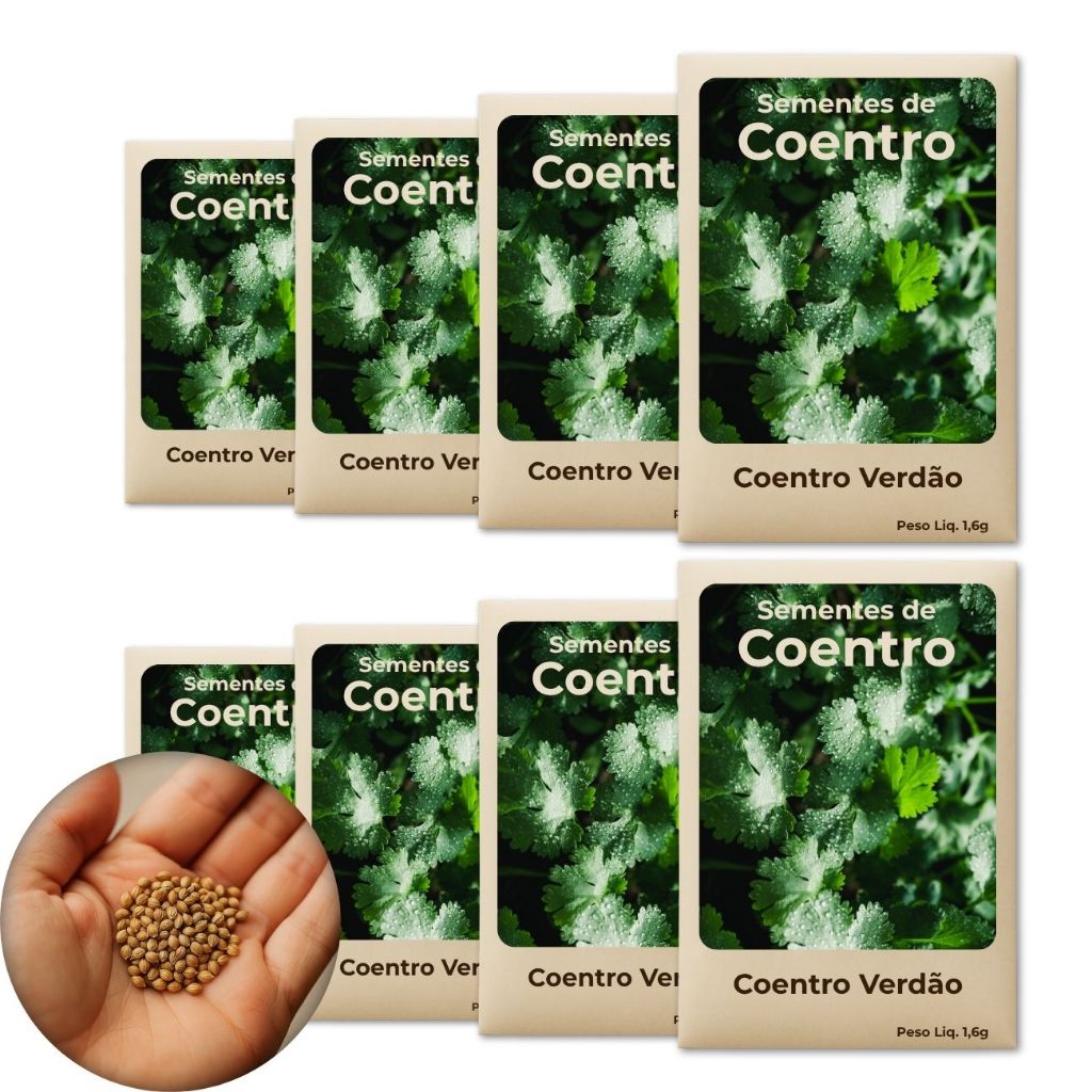 Sementes de Coentro Verdão, Perfeitas Para Plantio em Hortas Urbanas e Jardins - Combo 8 Pct