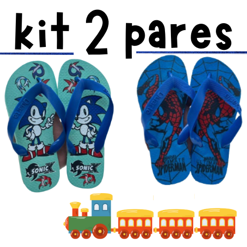 Kit 2 Pares de Chinelo Infantil Masculino Menino Personagens em Oferta na Shopee