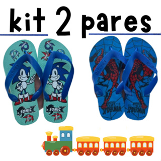 Kit 2 Pares de Chinelo Infantil Masculino Menino Personagens em Oferta na Shopee