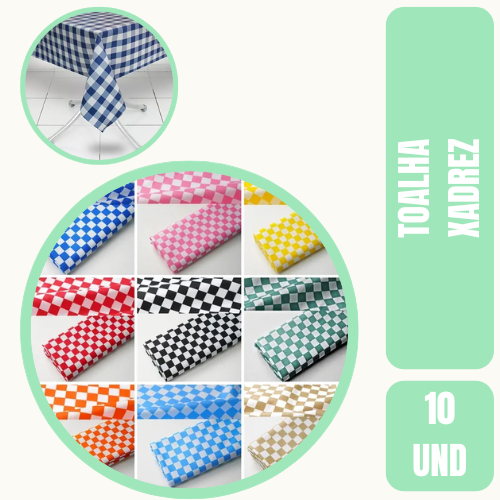 Toalha Xadrez Colorida Descartável c/10 Unidades | Festa, Churrasco e Eventos em Oferta na Shopee