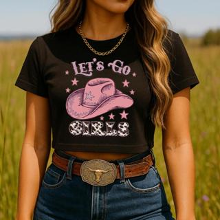 Cropped Lets Go Girls Chapeu Country Sertanejo Croped Country Camiseta Curta Feminina Camiseta Feminina em Oferta na Shopee