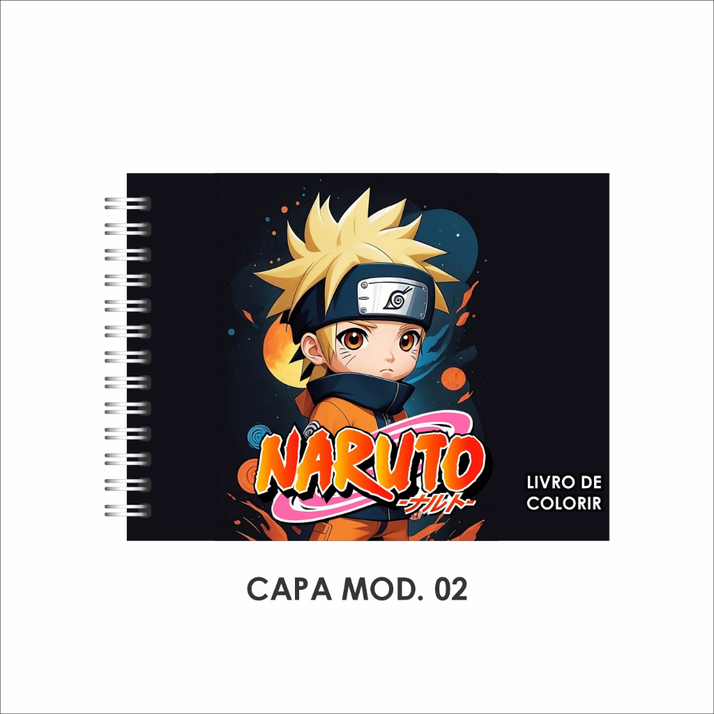 LIVRO PARA COLORIR NARUTO COLORBOOK CADERNO CAPA DURA 60 FOLHAS
