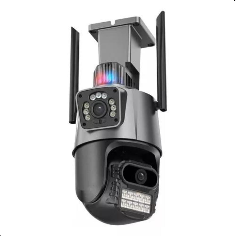 Camera  Dupla Externa Wi-Fi 4K de Vigilância Visão Noturna, Luz Policial e Sirene App Yoosee