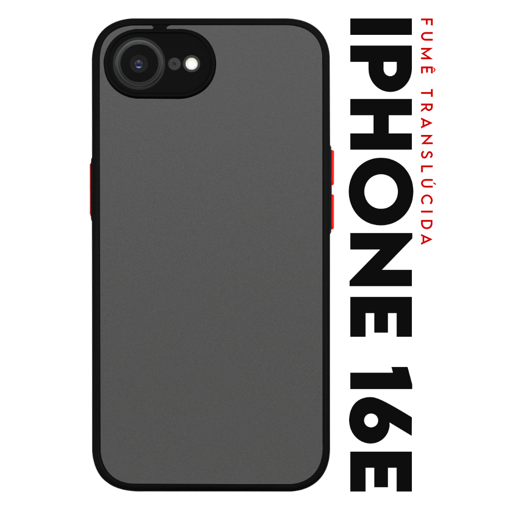 Case Capinha Case Anti Impacto Space Acrílico Translucida Fumê Protetora para IPhone 16e tela 6.1 pol