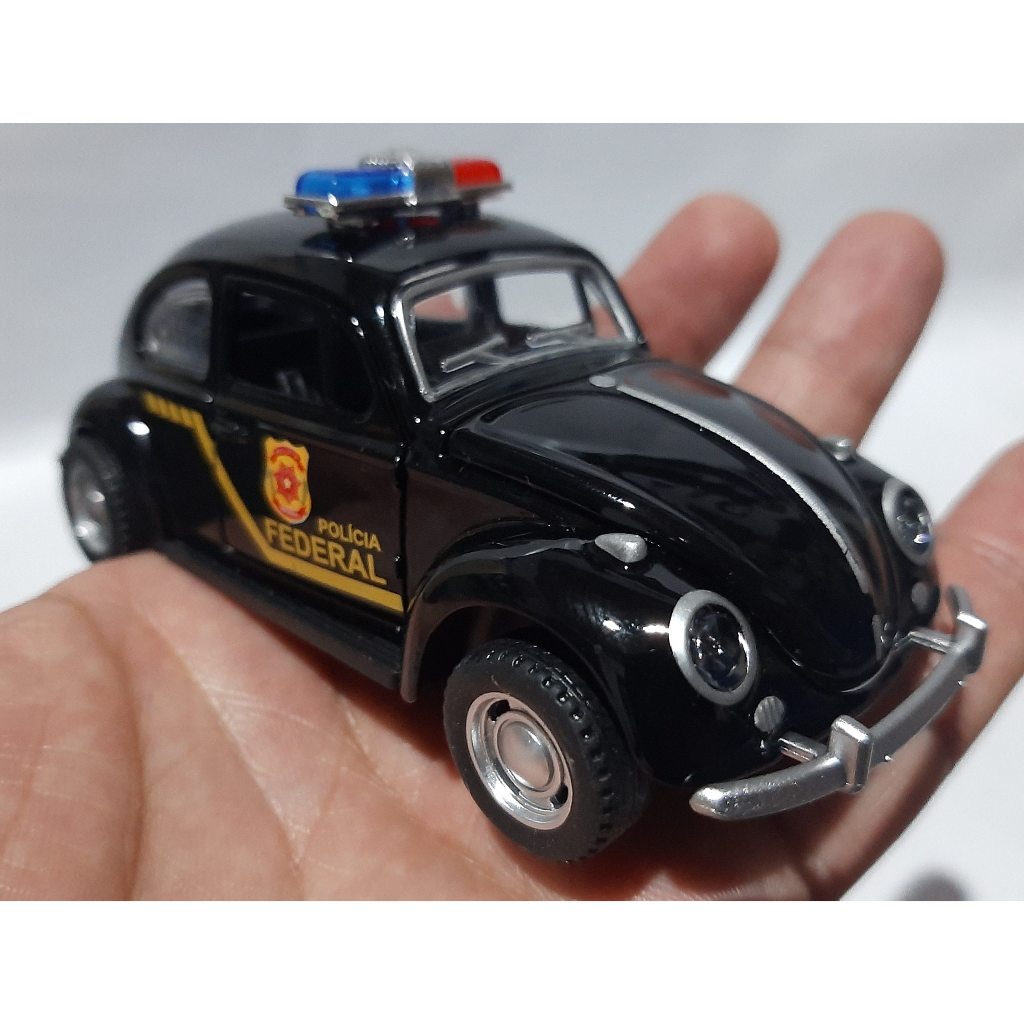 Miniatura Fusca Policia Federal - Carrinho de Metal - Carrinho a Friccao