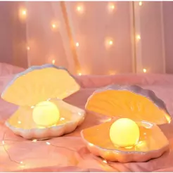 Luminária LED Pérola Concha Decorativa | Luz Noturna para Quarto Presente Criativo