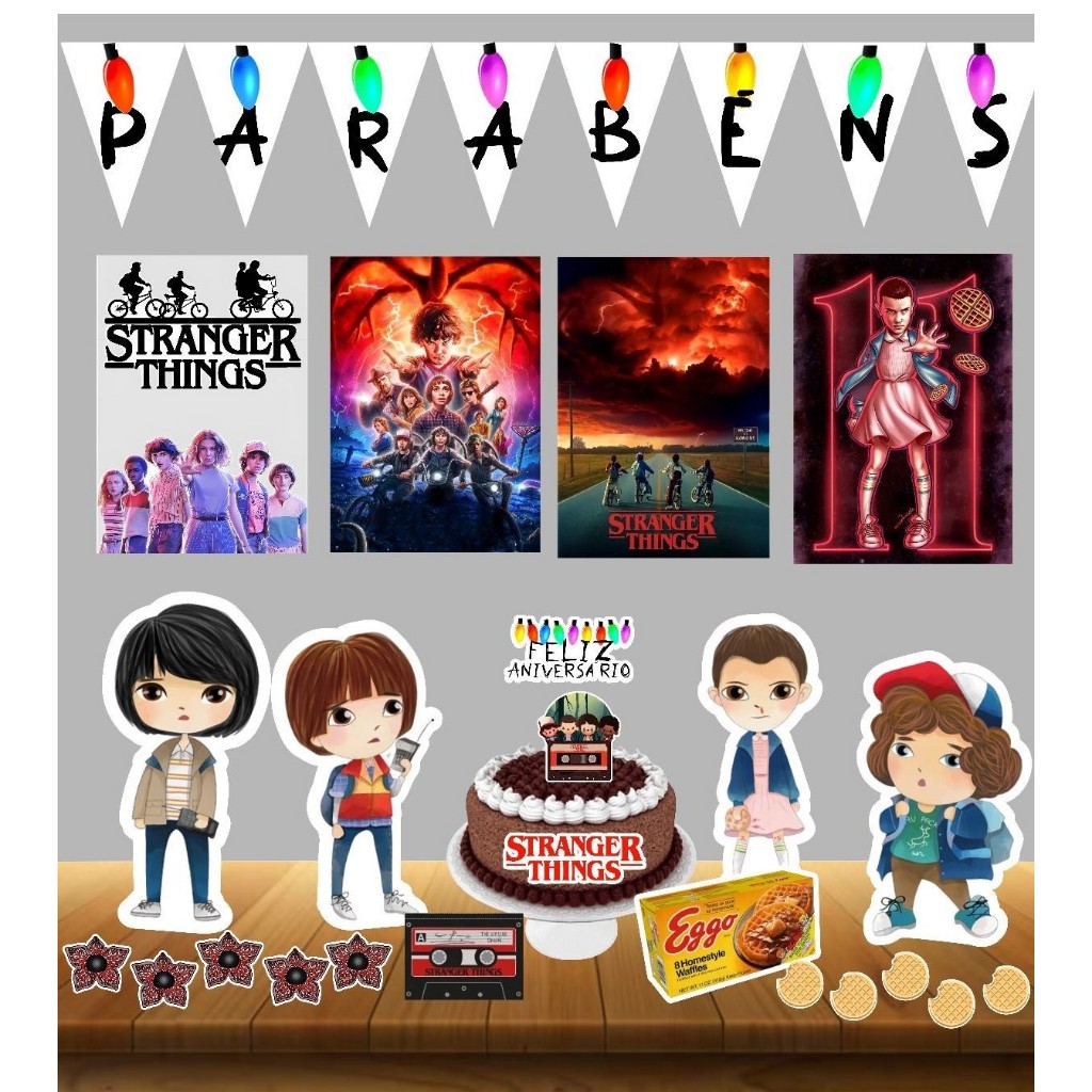 DECORAÇÃO STRANGER THINGS - KIT FESTA EM CASA STRANGER THINGS