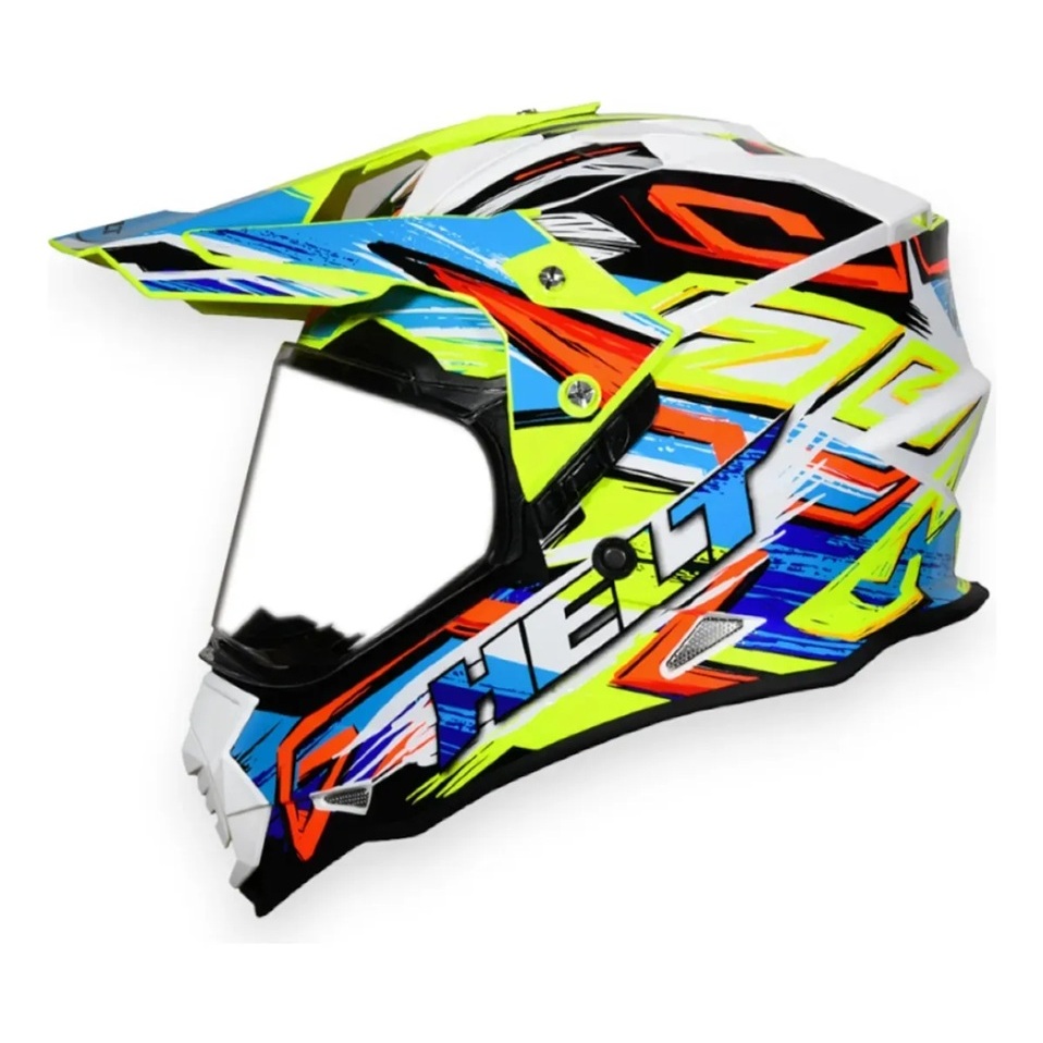 Capacete Moto Cross Helt Vision Glass Prism Com Viseira tamanho 62