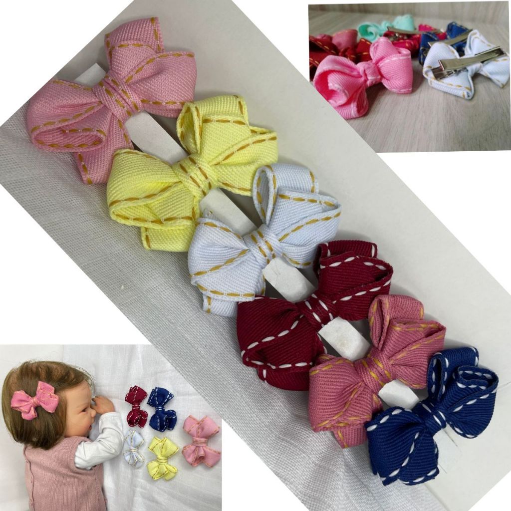 Kit 6 Laços Jeans infantil no Bico de Pato em Oferta na Shopee