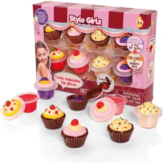 Brinquedo Kit 8 Cupcake Lip Gloss Infantil Estilo Girls Hidratante Labial Batom Lavável Não Tóxico