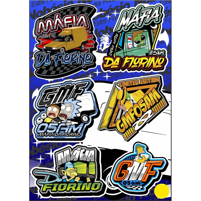 Cartela de Adesivos Grupo Máfia da Fiorino 06 em Oferta na Shopee
