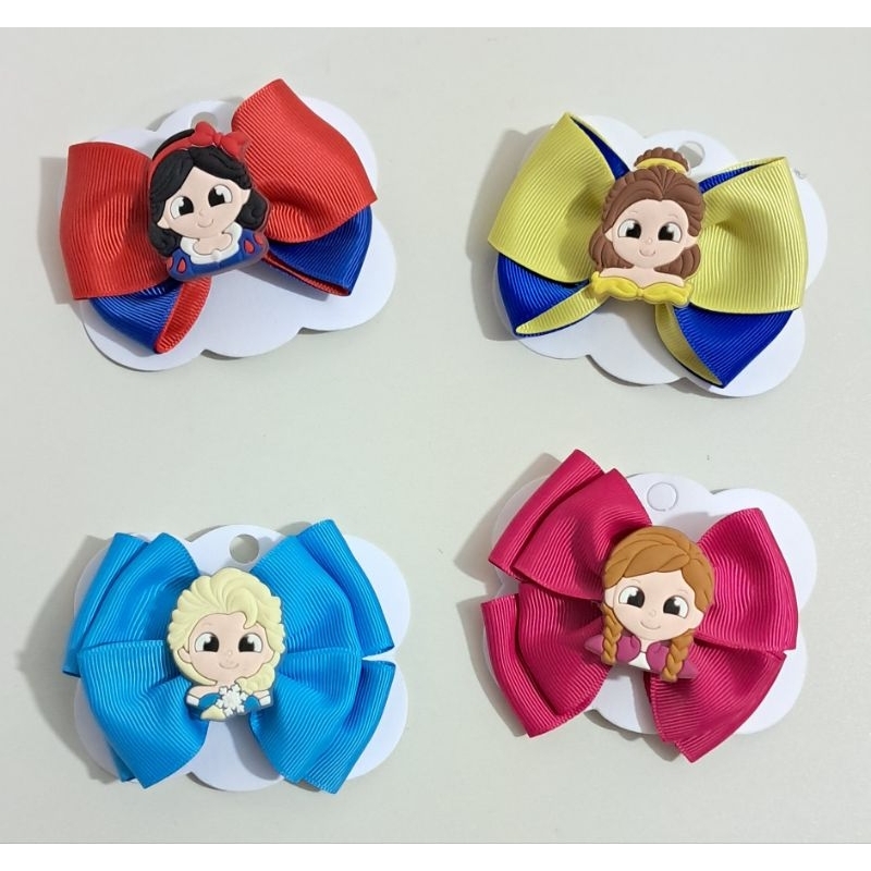 Laço Princesas com Aplique Emborrachado Frozen, Anna, Branca de Neve, Bela