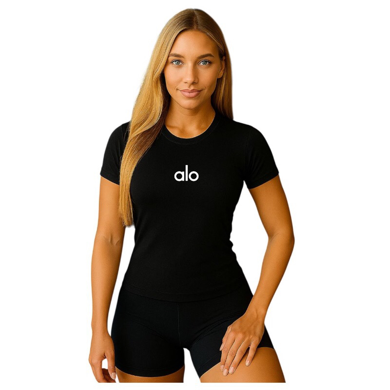 Camiseta DryFit Alo Linha Premium Feminina Baby Look Academia Gym Yoga Caimento Perfeito E...