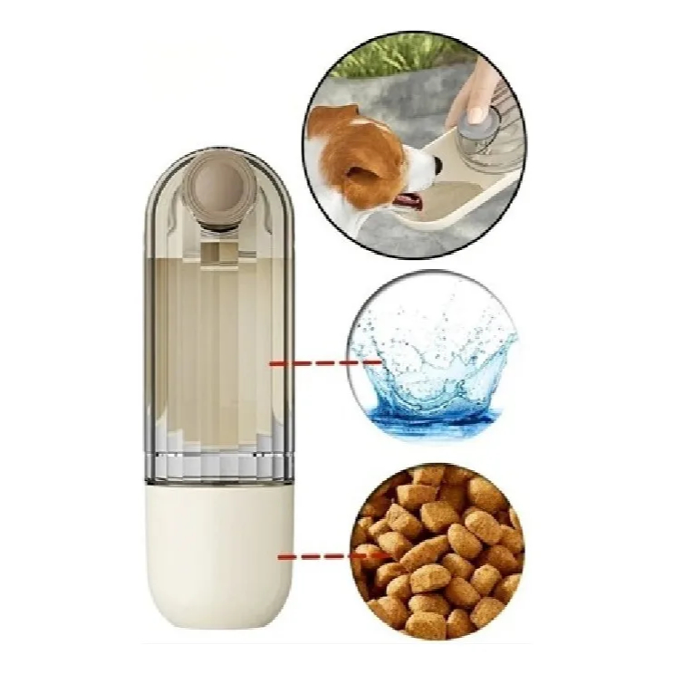 Garrafa Água Pet Bebedouro Ração Portátil 3 em 1 Comedouro Passeio Cachorro Gato
