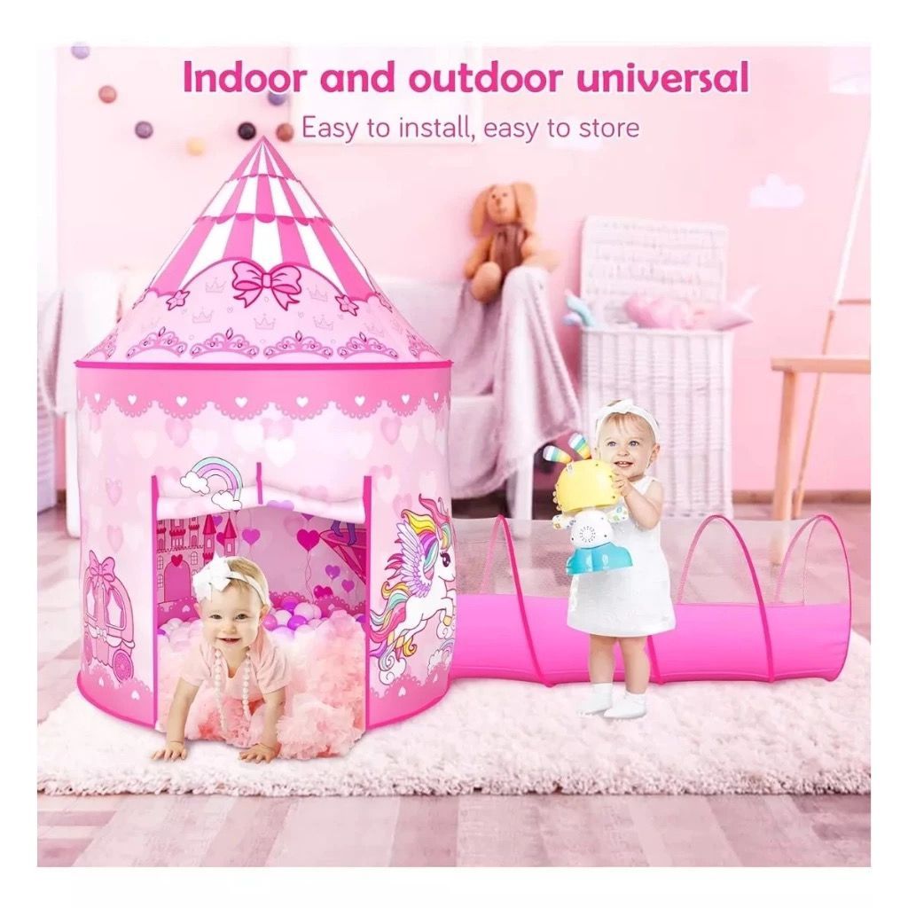 Barraca 3 em 1 Infantil Dobrável Piquenique das Princesas 3x1 Toca Tunel lançamento