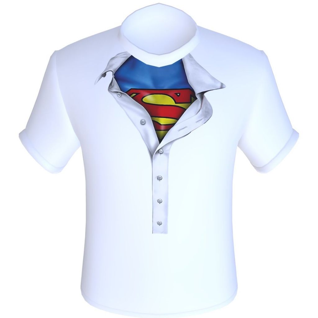 Camiseta Disfarce Superman Sem Gravata Camisa Clark Kent  Super Herói Dia Dos Pais / Blusa Super Man