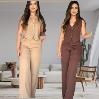 CONJUNTO  FEMMININO  COLETE e CALÇA  ALFAIATARIA ELEGANTE E MODERNO MODA 2026 em Oferta na Shopee