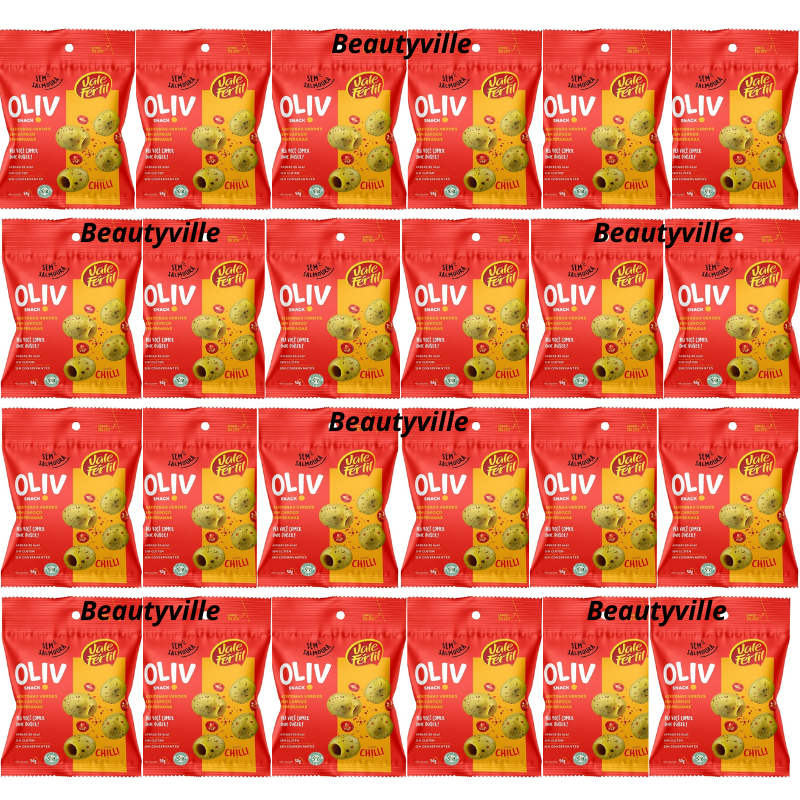 Kit 24 Snack De Azeitona Temperada Sabor Chilli 50g Oliv Vale Fértil