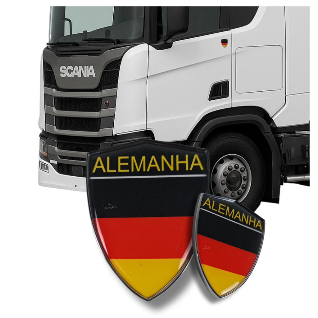 adesivo alemanha escudo scania borda cromada resinado